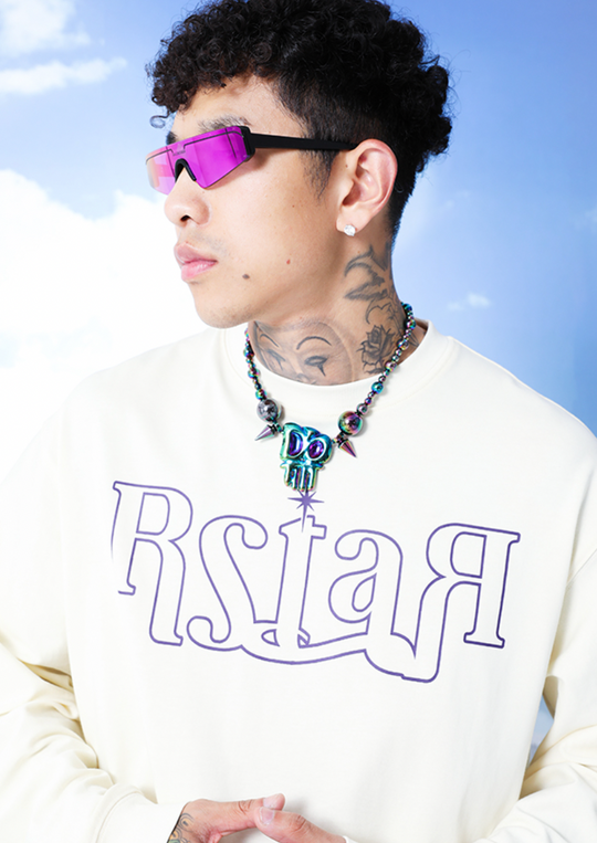 YADcrew R-STAR Basic Back Print Long Sleeved Tee