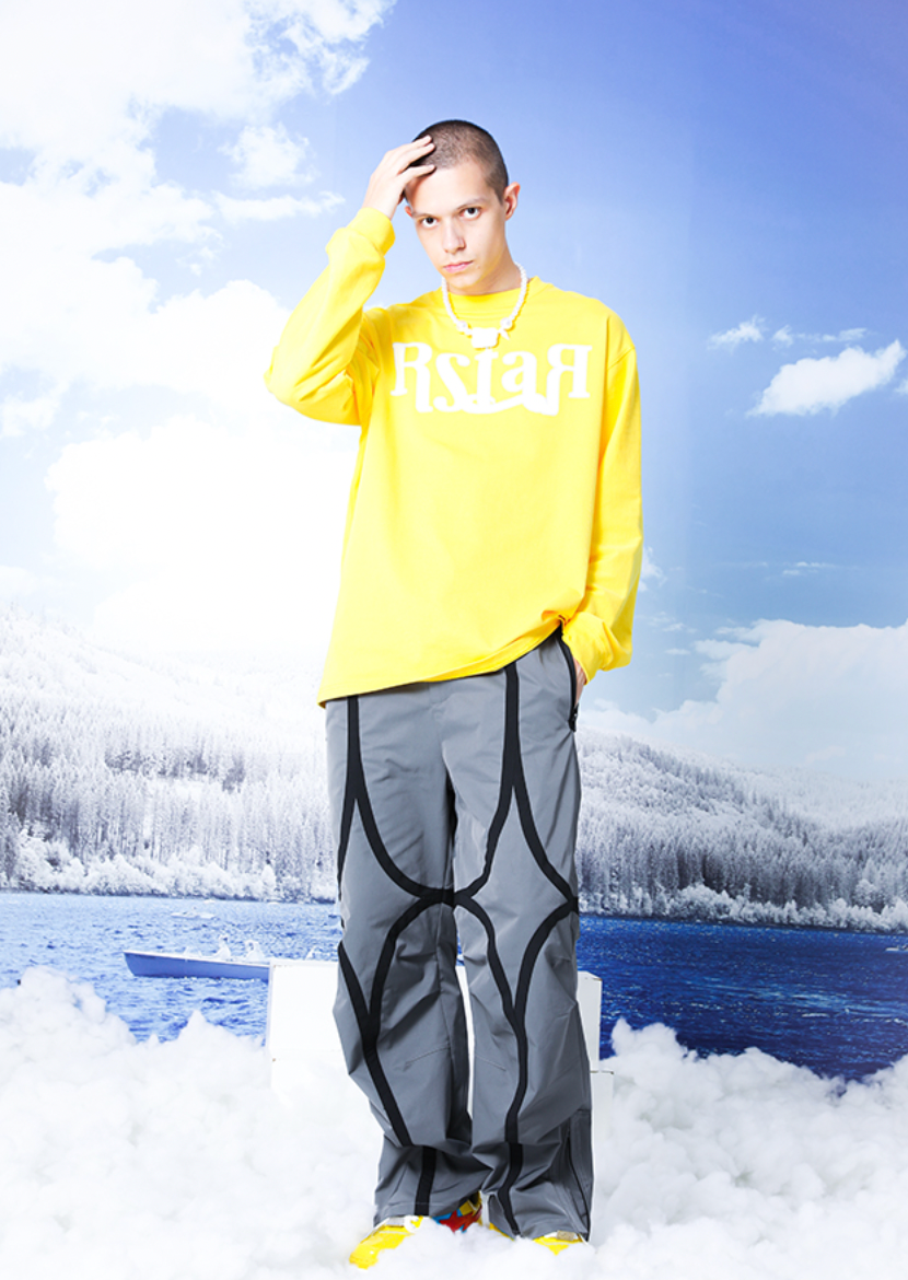 YADcrew R-STAR Basic Back Print Long Sleeved Tee