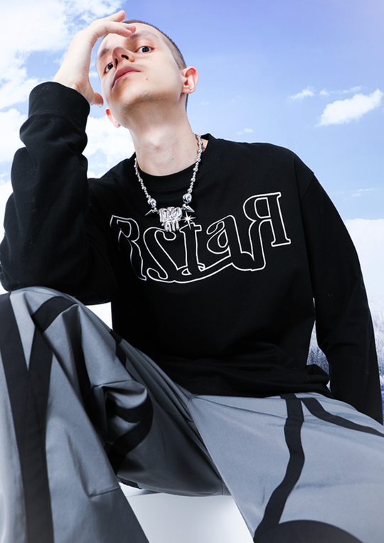 YADcrew R-STAR Basic Back Print Long Sleeved Tee