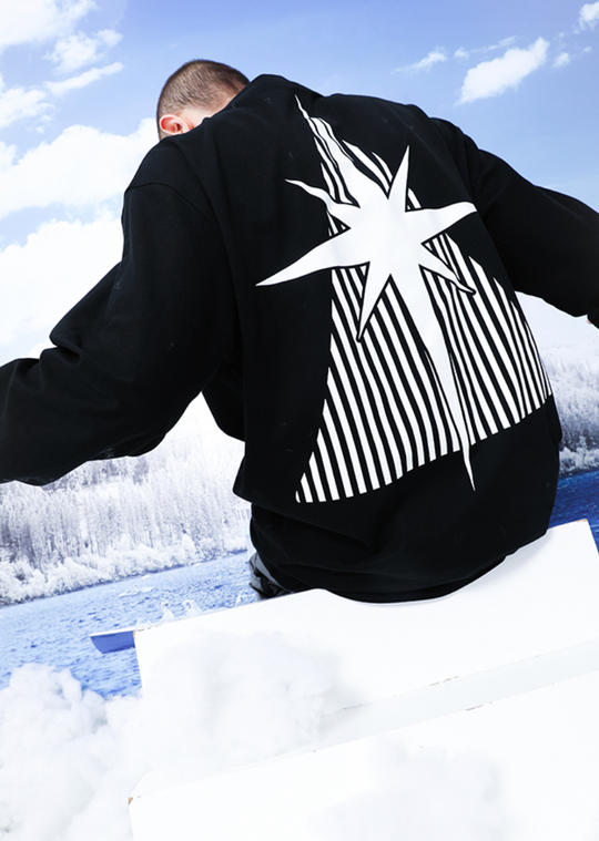 YADcrew R-STAR Basic Back Print Long Sleeved Tee