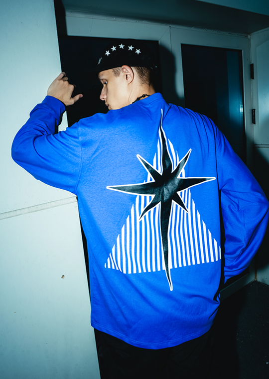 YADcrew R-STAR Basic Back Print Long Sleeved Tee