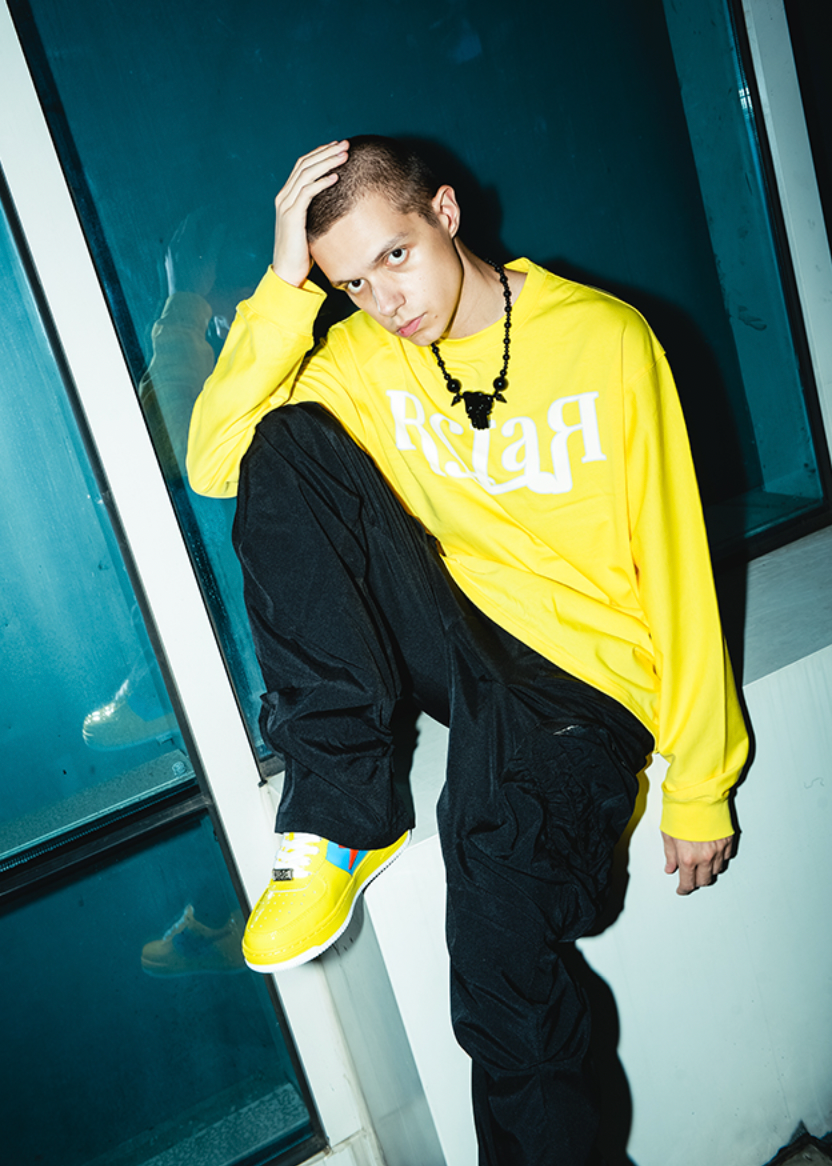 YADcrew R-STAR Basic Back Print Long Sleeved Tee