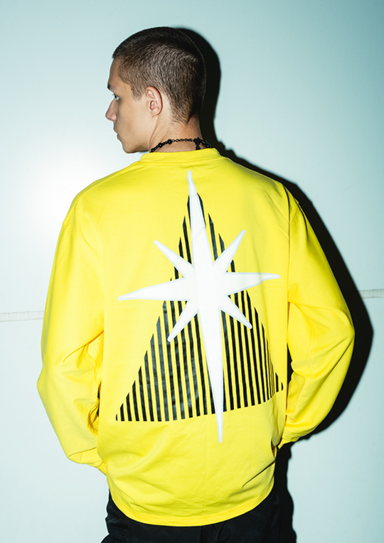 YADcrew R-STAR Basic Back Print Long Sleeved Tee