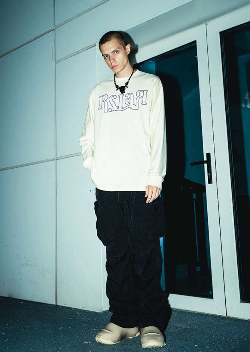 YADcrew R-STAR Basic Back Print Long Sleeved Tee