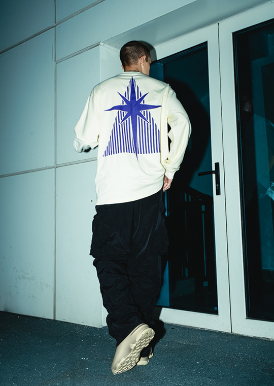 YADcrew R-STAR Basic Back Print Long Sleeved Tee