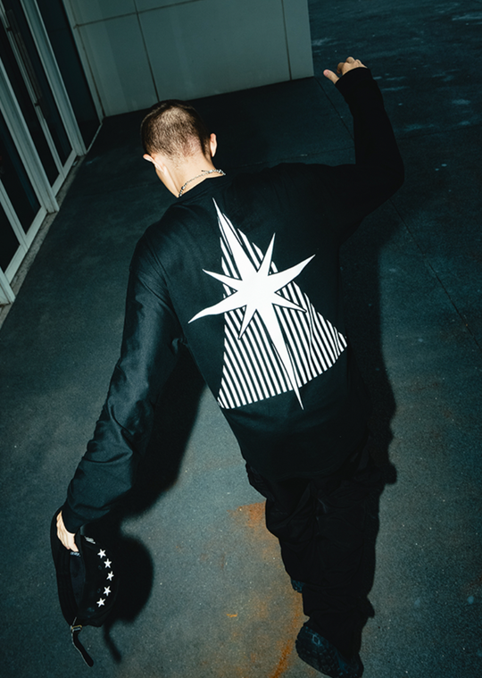 YADcrew R-STAR Basic Back Print Long Sleeved Tee