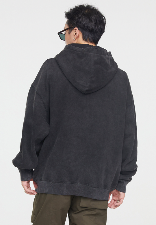 F2CE Washed Print Vintage Destruction Hoodie