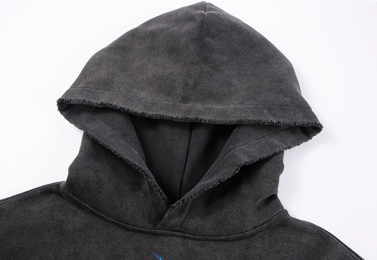 F2CE Washed Print Vintage Destruction Hoodie
