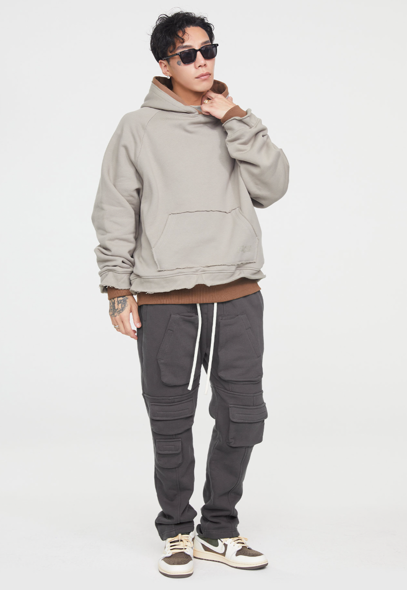 F2CE Fake Two Pieces Overlap Hoodie