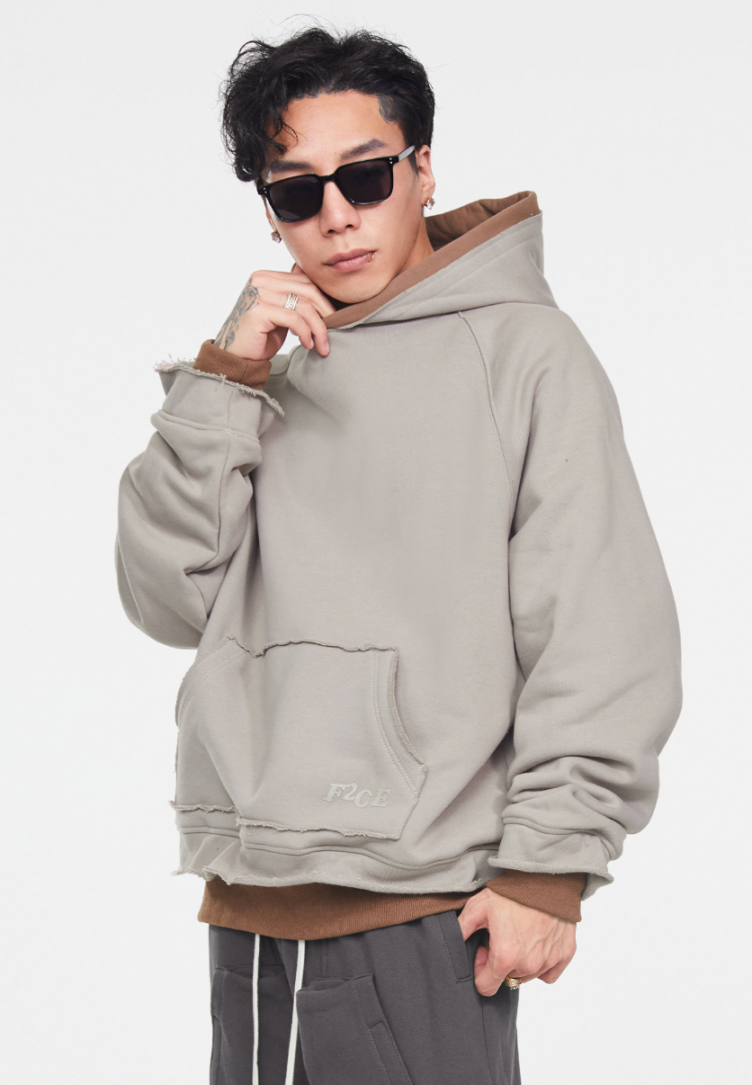 F2CE Fake Two Pieces Overlap Hoodie