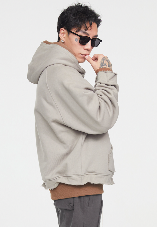 F2CE Fake Two Pieces Overlap Hoodie