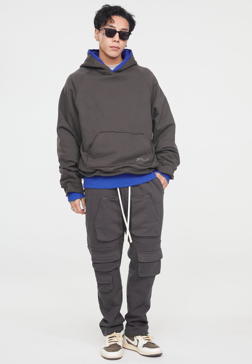 F2CE Fake Two Pieces Overlap Hoodie