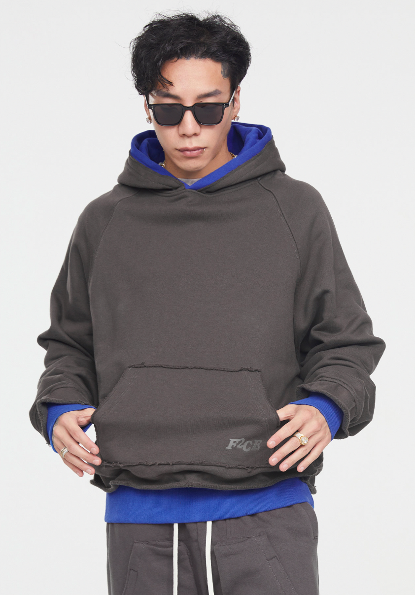 F2CE Fake Two Pieces Overlap Hoodie