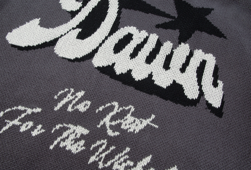 F2CE Embroidered Patchwork Zipper Knit Cardigan