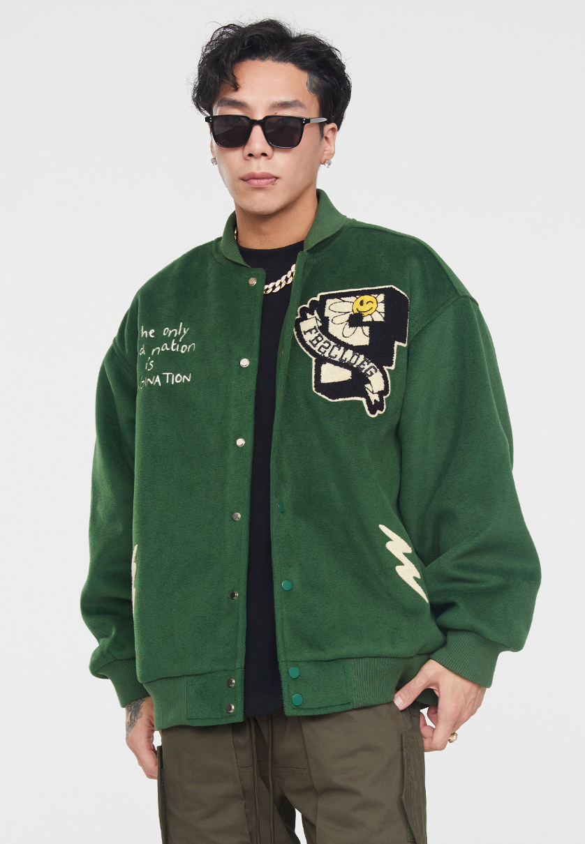 F2CE Imagine Embroidery Woolen Varsity Jacket