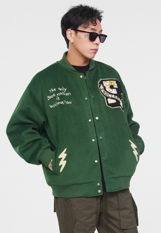F2CE Imagine Embroidery Woolen Varsity Jacket