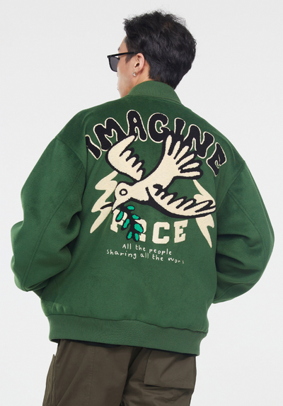 F2CE Imagine Embroidery Woolen Varsity Jacket