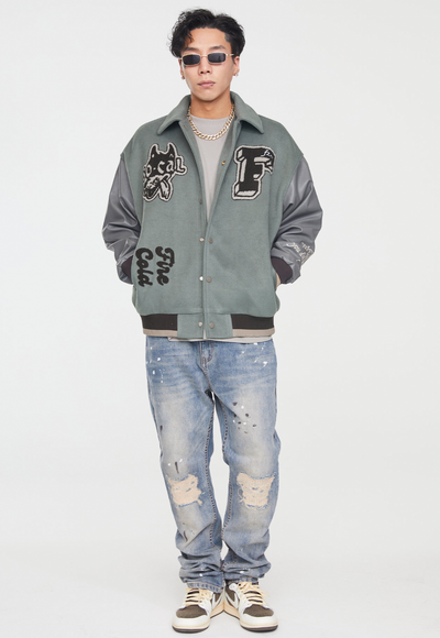 F2CE Not Only Embroidery Woolen Varsity Jacket