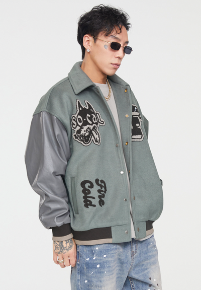 F2CE Not Only Embroidery Woolen Varsity Jacket
