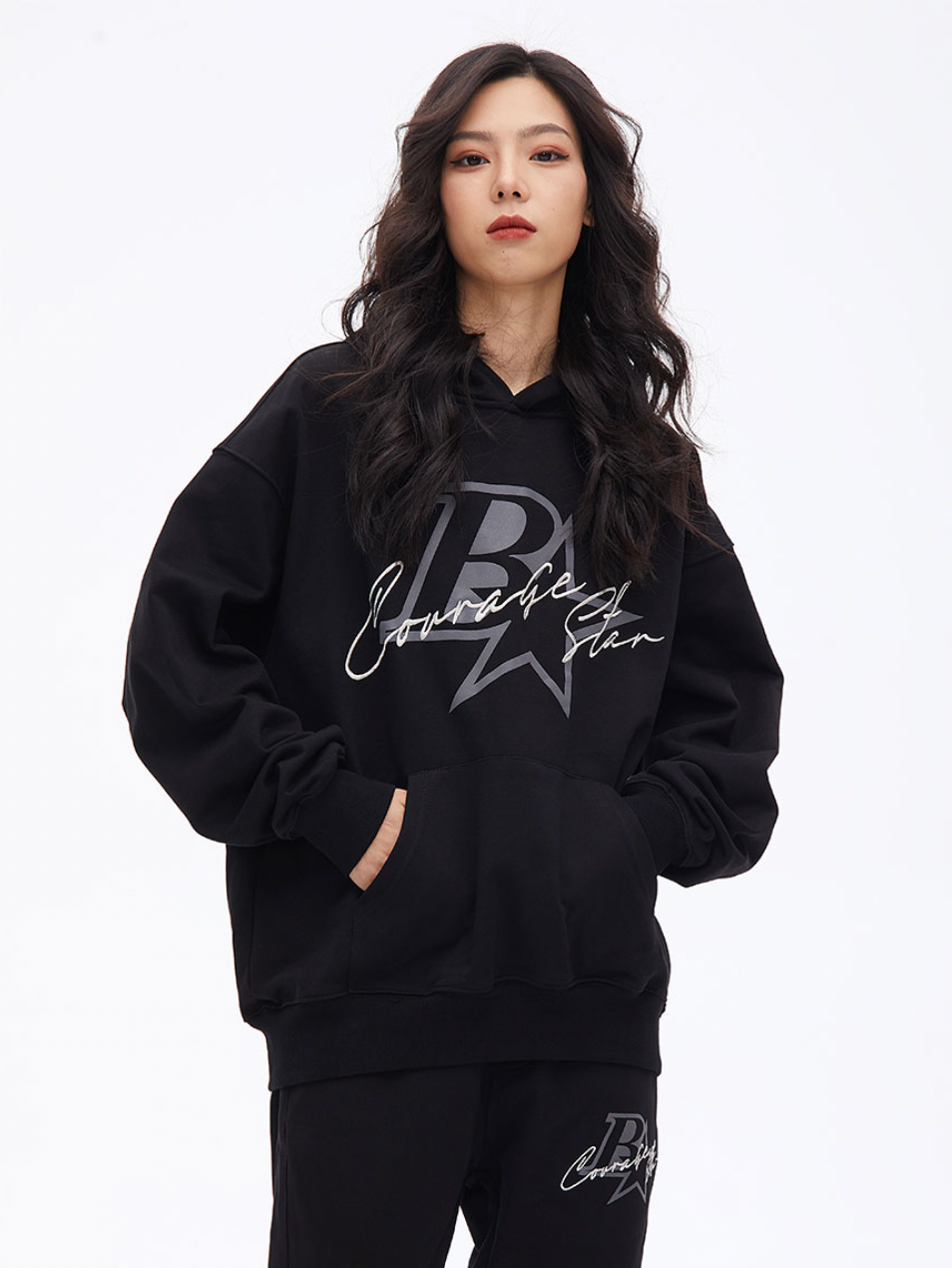 F3F Select B Star Embroidery Print Hoodie