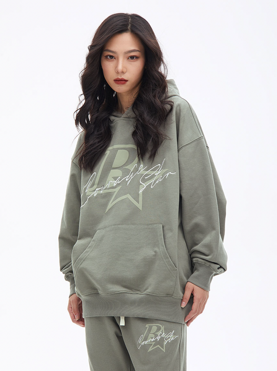 F3F Select B Star Embroidery Print Hoodie