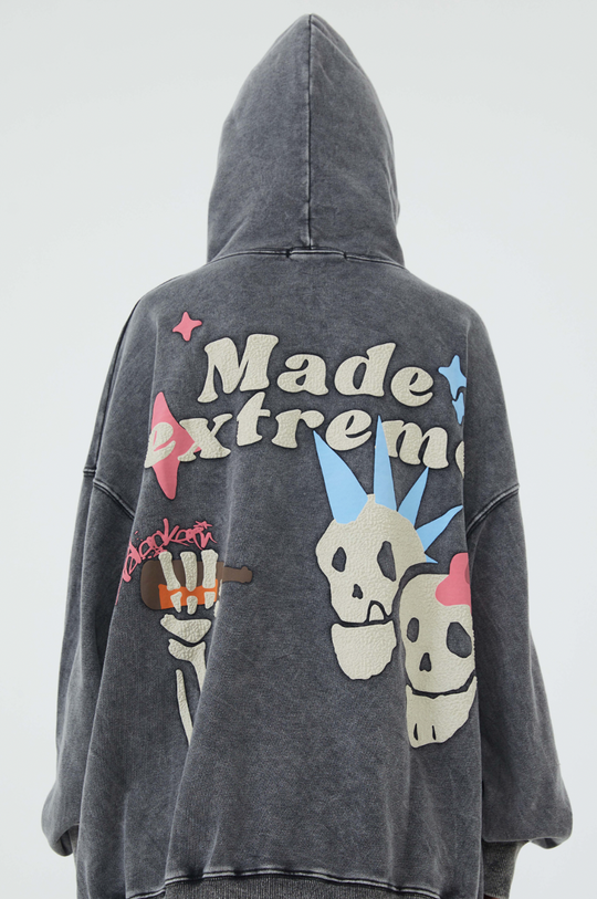 F3F Select Skull Letter Print Washed Hoodie