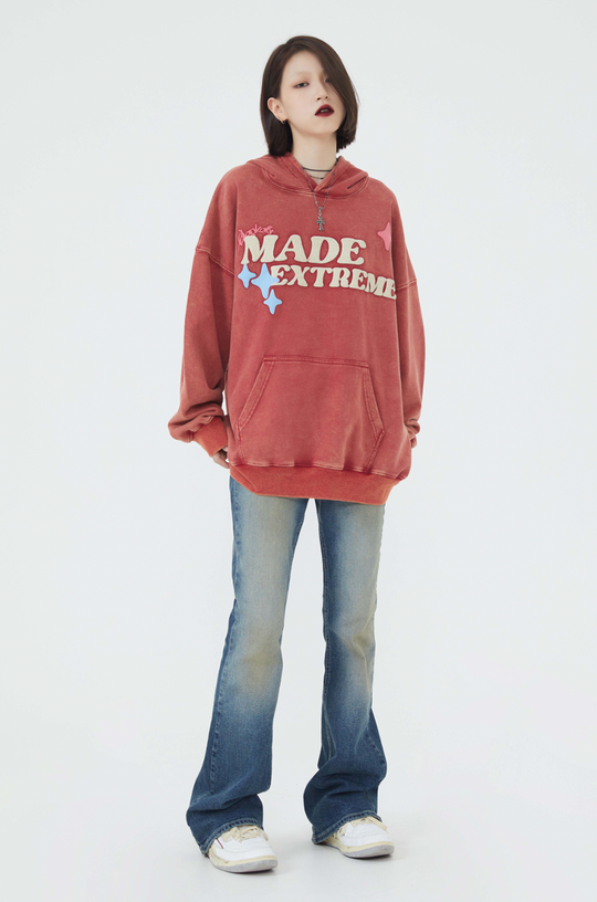 F3F Select Skull Letter Print Washed Hoodie