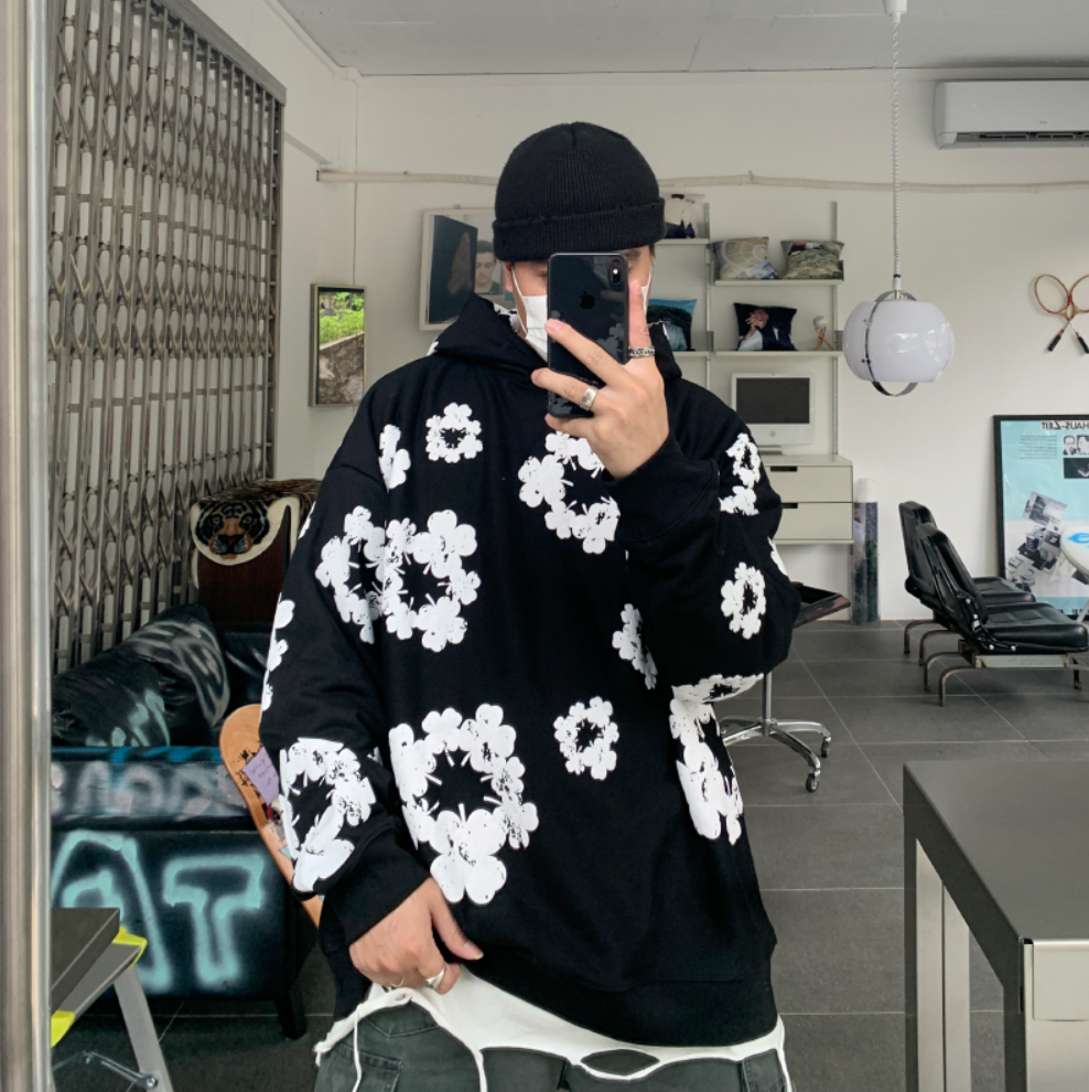 Black fuo printed hoodie outlet - sportswear hoodies