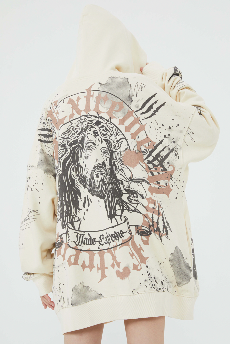F3F Select Jesus Graffiti Print Hoodie
