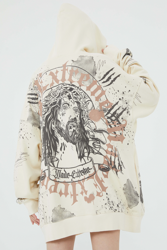 F3F Select Jesus Graffiti Print Hoodie