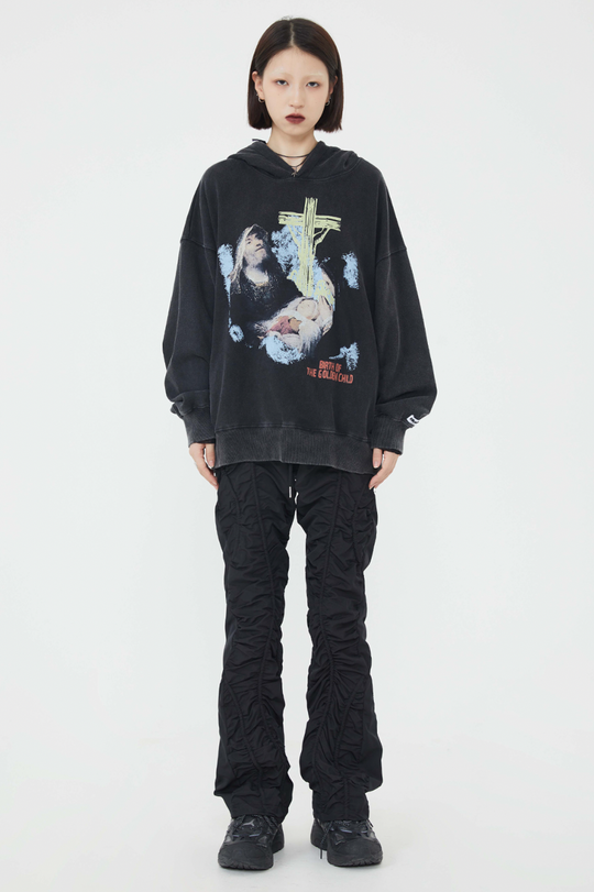F3F Select Portrait Print Washed Hoodie