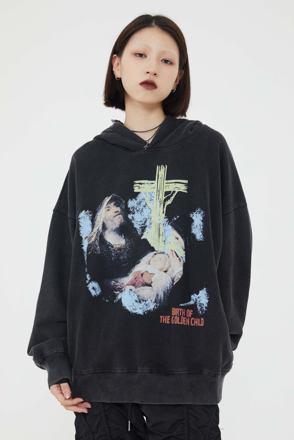F3F Select Portrait Print Washed Hoodie