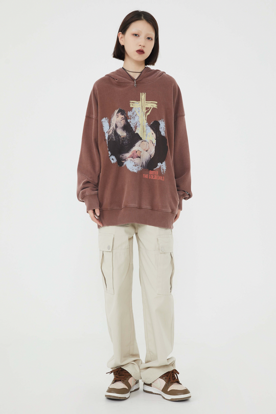 F3F Select Portrait Print Washed Hoodie