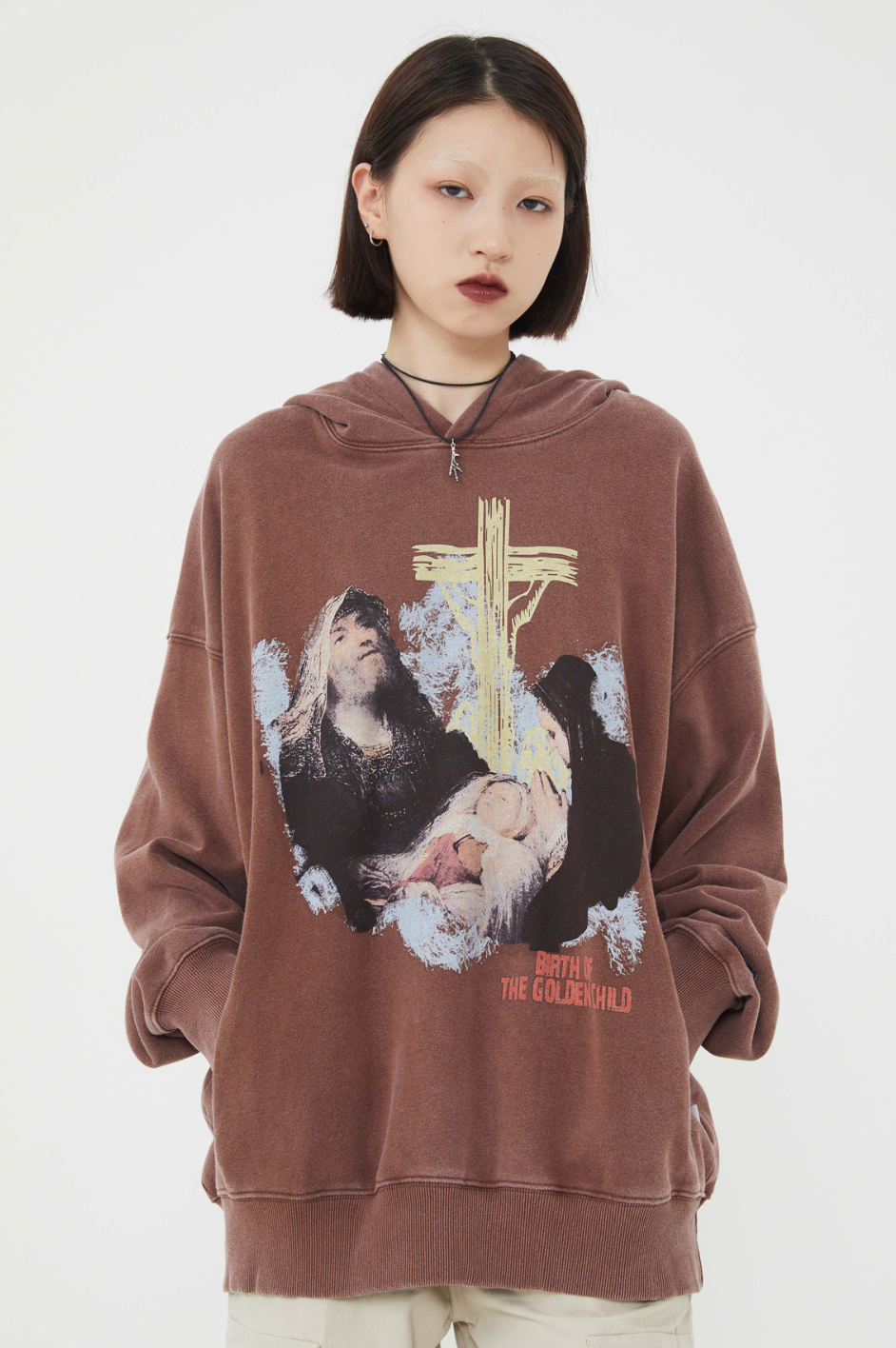 F3F Select Portrait Print Washed Hoodie