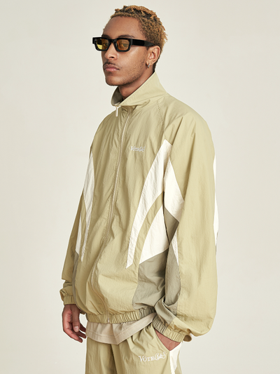 VOTE Contrast Color Stand Up Collar Jacket