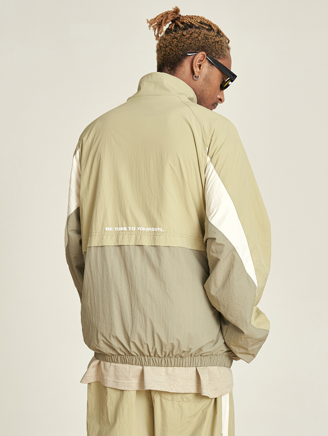 VOTE Contrast Color Stand Up Collar Jacket