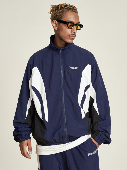 VOTE Contrast Color Stand Up Collar Jacket