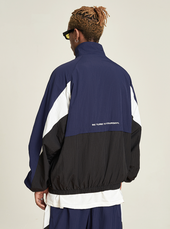 VOTE Contrast Color Stand Up Collar Jacket