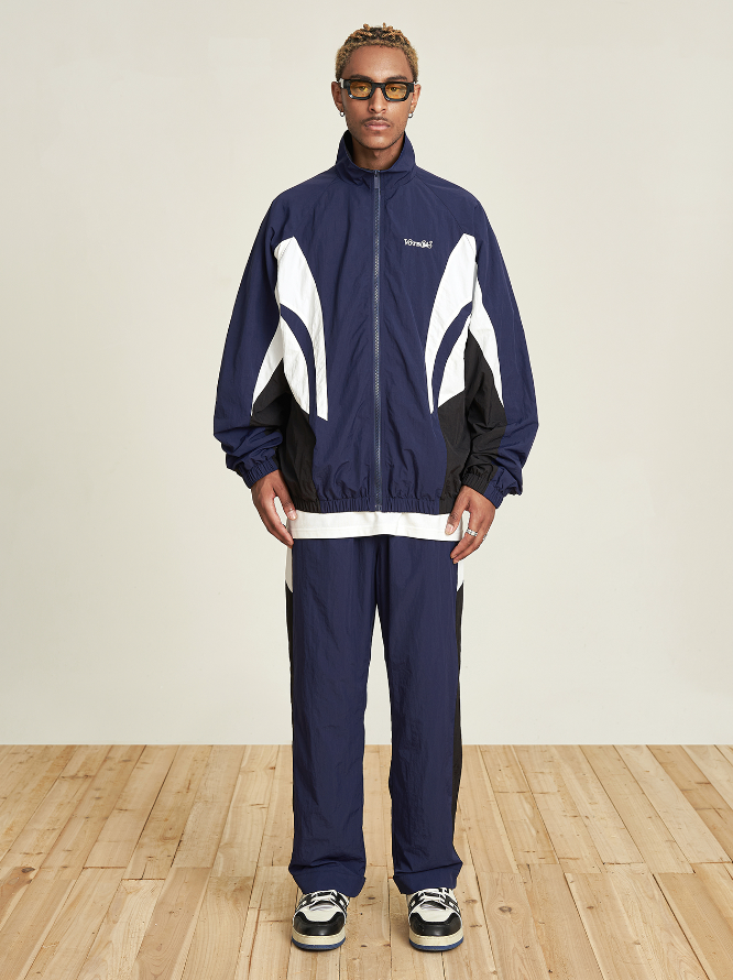 VOTE Contrast Color Stand Up Collar Jacket