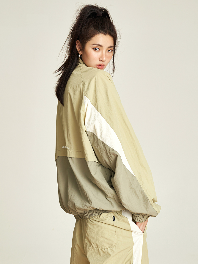 VOTE Contrast Color Stand Up Collar Jacket