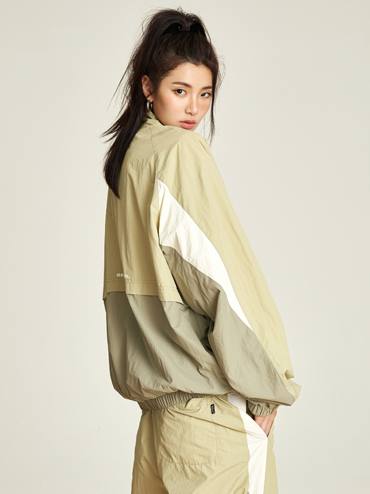 VOTE Contrast Color Stand Up Collar Jacket