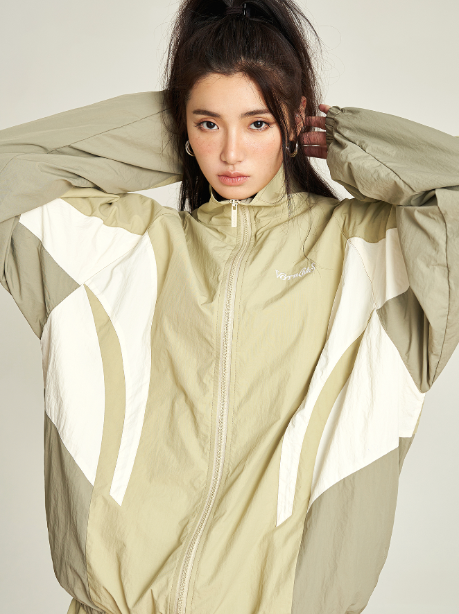 VOTE Contrast Color Stand Up Collar Jacket