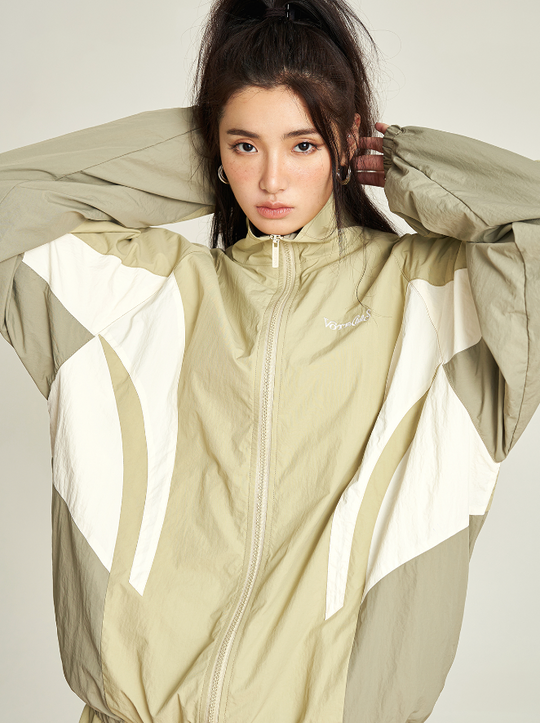 VOTE Contrast Color Stand Up Collar Jacket