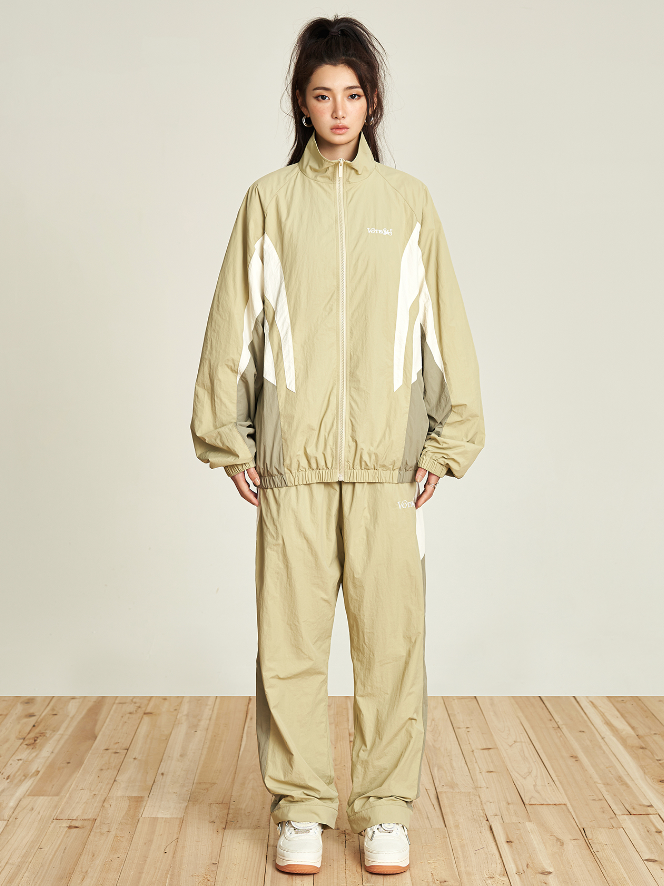 VOTE Contrast Color Stand Up Collar Jacket