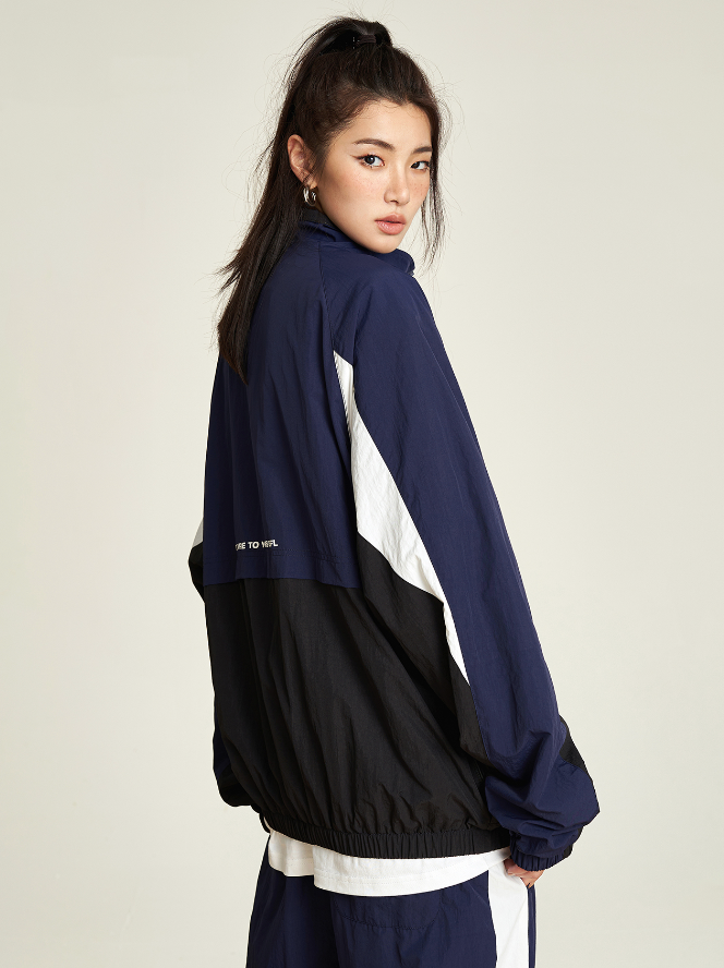 VOTE Contrast Color Stand Up Collar Jacket