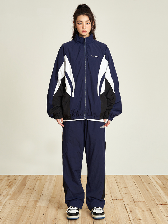 VOTE Contrast Color Stand Up Collar Jacket