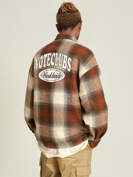 VOTE Logo Patchwork Plaid Jacket