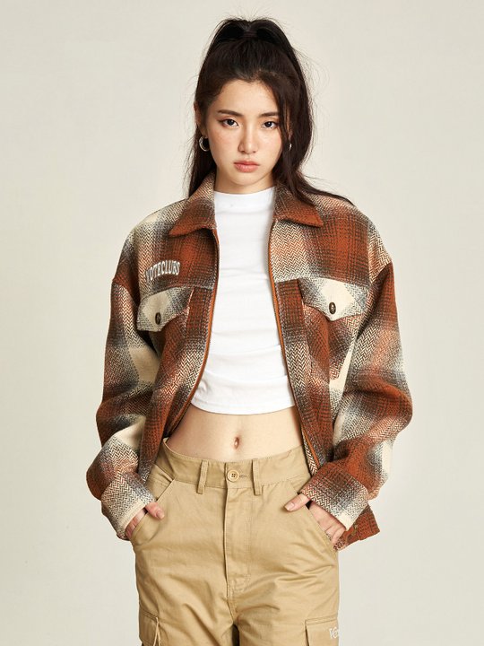 VOTE Logo Patchwork Plaid Jacket