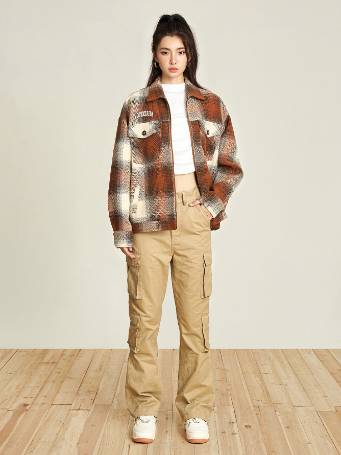 VOTE Logo Patchwork Plaid Jacket