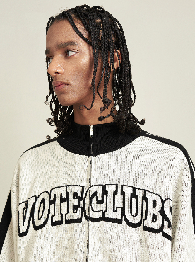 VOTE Clubs Zipper Knit Sweater